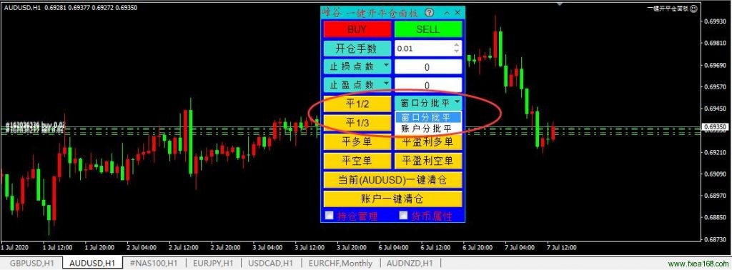 mt4一键开平仓面板3.0版本账户一键分批平仓功能